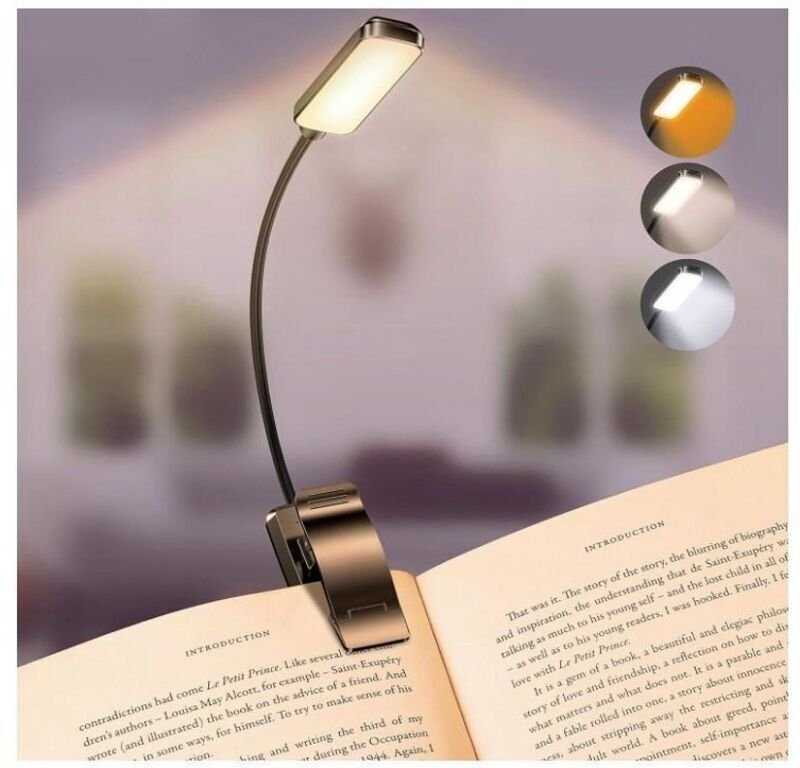 Wiederaufladbare Leselampe mit 9 LEDs zum Anklemmen, stufenloser Dimmfunktion und 3 Augenschutzmodi (kaltweiß und warmwe...