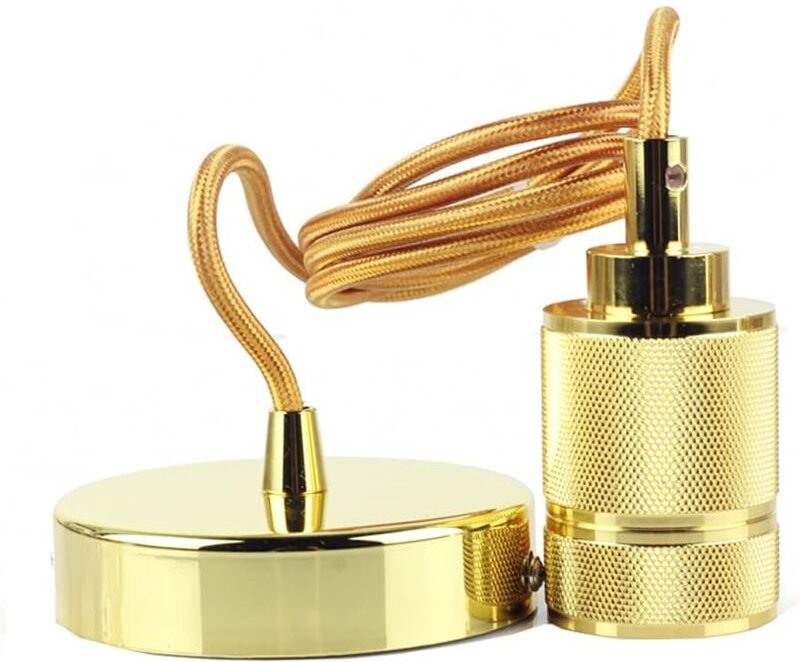 E27 Metall Pendelleuchte Fassung Pendelseil 150 cm Retro Pendelleuchte Kupfer Kette Messing Farbe Kupfer Itular diy Lamp...