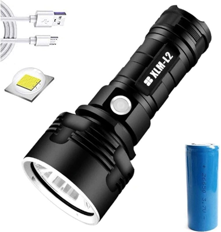 Ersandy - Wiederaufladbare Taschenlampe, 30.000–100.000 Lumen, Hochleistungs-LED, wasserdicht, Blitzlichtlampe, ultrahel...