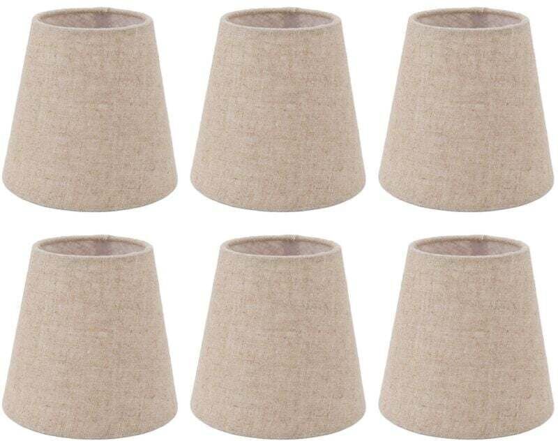 6 Abat-Jour Clip Sur Tambour En Tissu Lin Pour Bougies Ampoules Éclairage