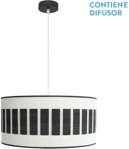 Fabrilamp - Ivanna Pendelleuchte 2xe27 Schwarz/Weiß-Schwarz Holz Regx50x50 Cm