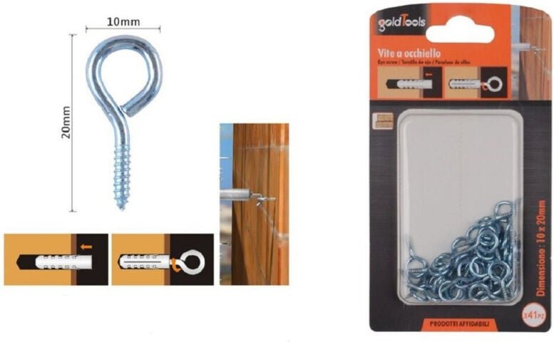 Trade Shop Traesio - Trade Shop - set 41 stk. schrauben augenschraube geschlossen haken 10X20MM holzgewinde 90723 -