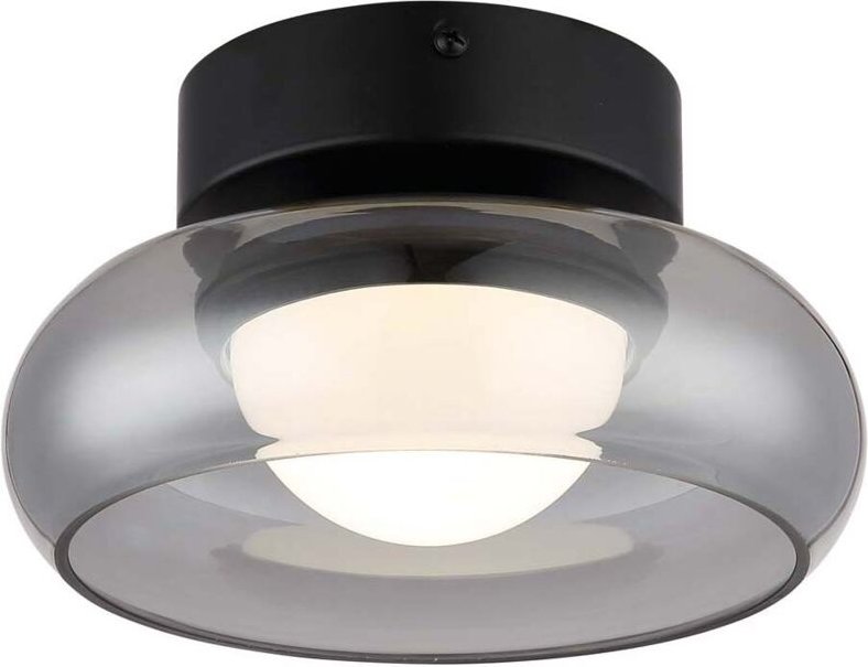 Deckenleuchte Deckenlampe Wohnzimmerleuchte Metall Glas rauchfarben LED D 20 cm