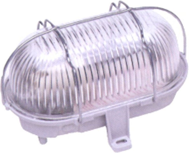 E27 Bullauge + Gitter, ohne Leuchtmittel, oval, weiß Centrale Brico