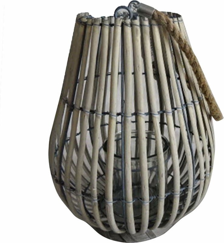 Weidenlaterne mit Weinauswahlglashalter - Gray - Gray