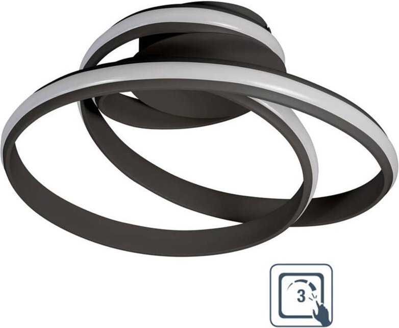 Led Deckenleuchte dimmbar Modern Wohnzimmerleuchte Decke Ringe Deckenlampe schwarz, 3 Stufendimmer über Wandschalter, 32...