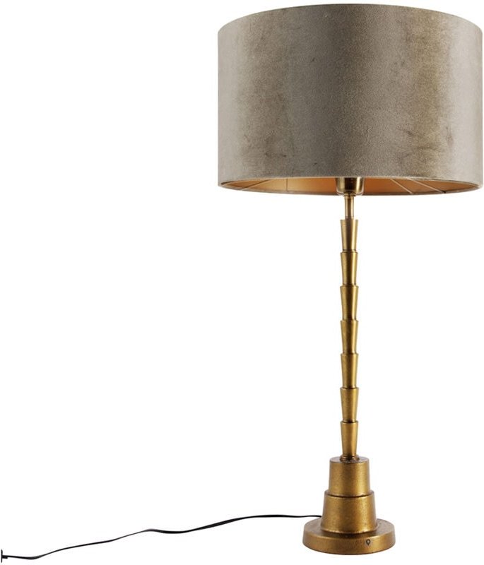 Tischleuchte Bronze mit grünem Samtschirm 35cm - Pisos