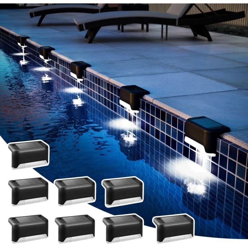 8er-Pack Solarleuchten, wasserdichte, solarbetriebene Zaunleuchten für Treppen, Zäune, Höfe, Terrassen und Wege (Schwarz...