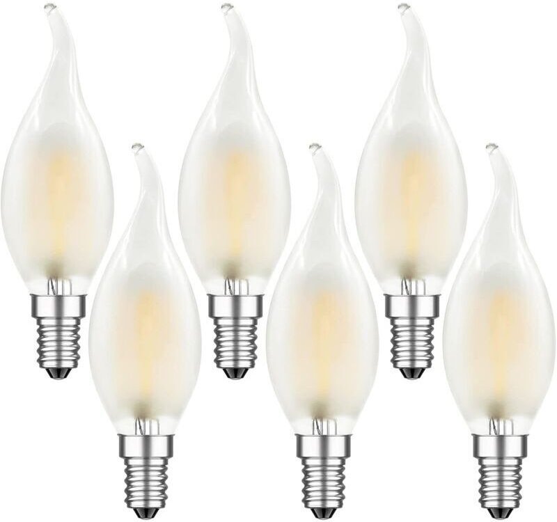 Kcvv - E14 LED-Filamentlampe, 4 w, Flammenform, Warmweiß 2700 k, Vintage-Kerzenform, 4 w, entspricht 40 w, 400 lm, dimmb...
