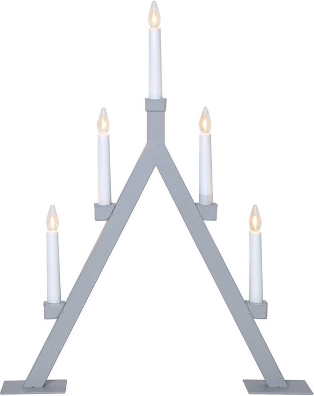 Thumbnail - Star Trading Kerzenleuchter ,Oliver' aus Metall, 5-flammig, E10 Leuchtmittel, grau, H 55cm, B 44cm