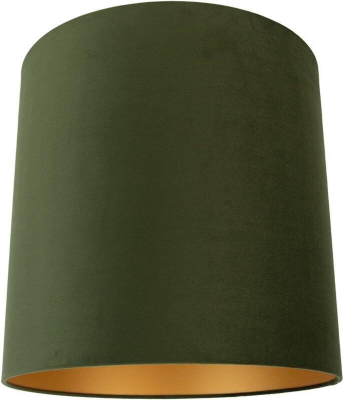 Velour-Lampenschirm grün 40/40/40 mit goldener Innenseite