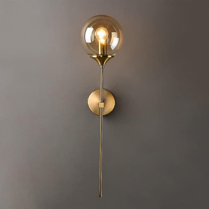 COMELY Vintage industrielle Wandleuchte, LED-Innenwandlampe, E14 Golde Nachttischlampe, bernsteinfarbene Glaskugel-Leuch...