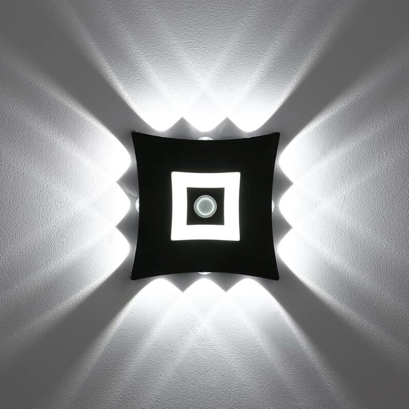 18W led Moderne Außen-/Innenwandleuchte mit PIR-Bewegungssensor, IP65 wasserdichte Wandbeleuchtung, 6000K weiße Aluminiu...