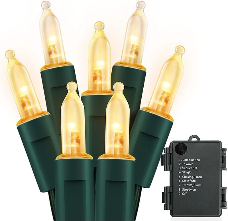 Lichterkette für Weihnachtsbaum, kaltweiß, 10 m, 100 LEDs, für den Innen- und Außenbereich, batteriebetrieben, wasserdic...