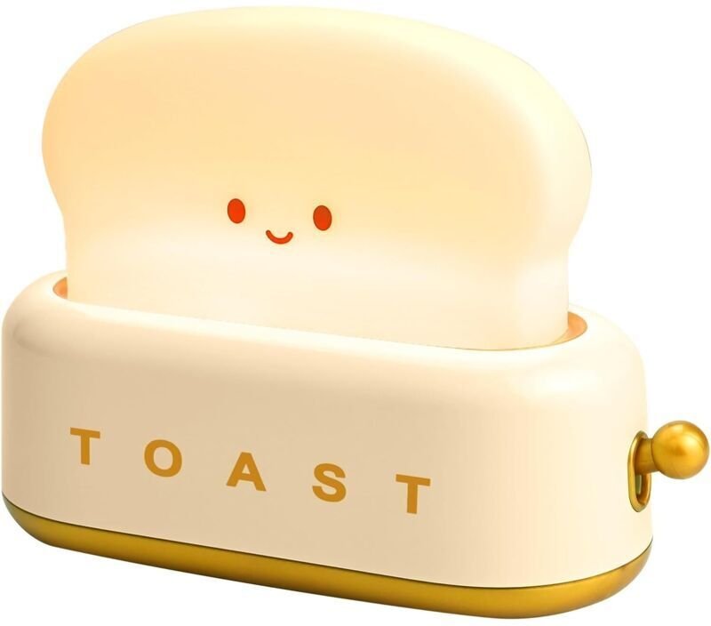 Toaster-Nachtlicht, Kinder-Nachttischlampe, LED-Nachtlicht, für Schlafzimmer, Jugendzimmer, Zimmerdekoration – Weiß