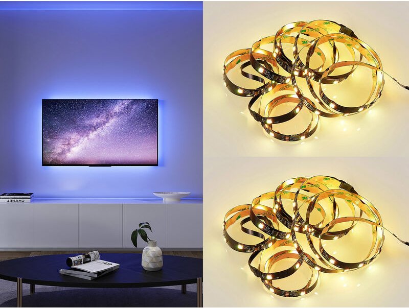 2er Set LED Streifen mit Fernbedienung, RGB & Sound Control - 300cm