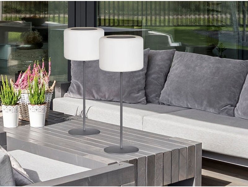 Meinewunschleuchte - 2er set rgb Tischlampen dimmbar mit Fernbedienung, per usb & Solar aufladbar