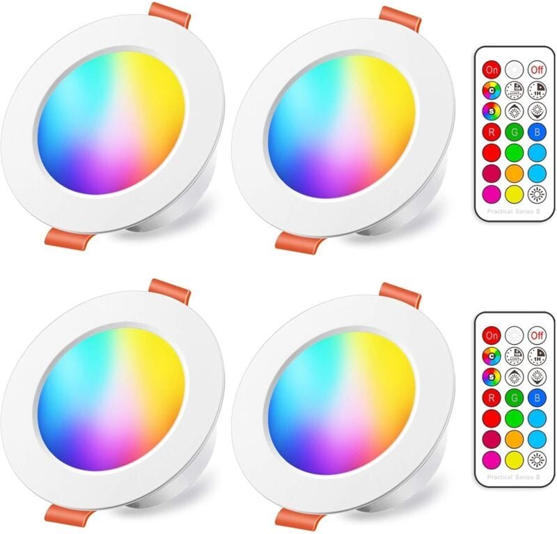 Vtizikl Spot Encastrable LED 10W RGB Dimmable RGB Blanc Chaud (Lot de 4)