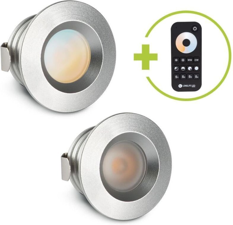 Einbaustrahler Mini flach Torino 3W CCT IP44 - Farbe: silber - Anzahl: 2x