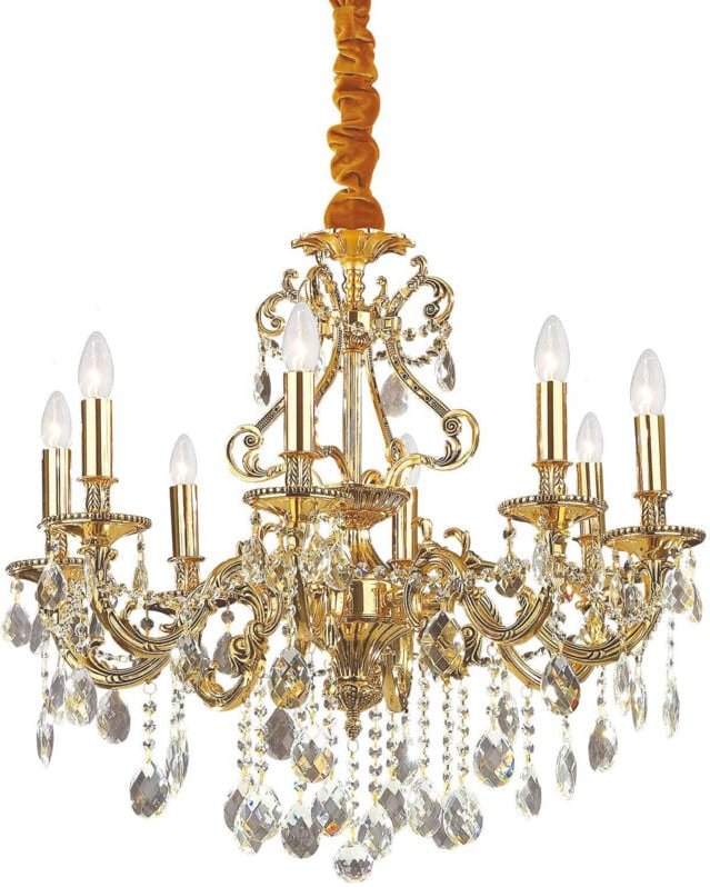 Gioconda - 8 Light Crystal Chandelier Antik Gold Finish, E14 - Ideal Lux