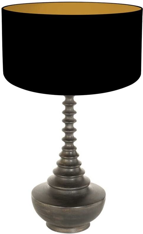 Tischlampe - Bois - schwarz - holz leinen - ø - Anne Lighting