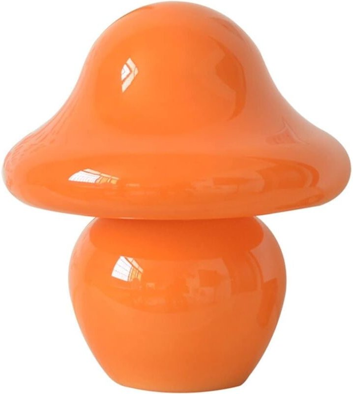 Tonchean - Tischlampe aus Stein und Rauchglas, Lampe braun – leuchtend orange, dreifarbig, Dimmfunktion