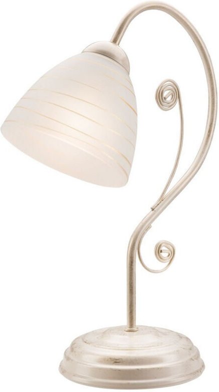 Lamkur Emilio Tischlampe mit Glasschirm, weiß, 1x E27