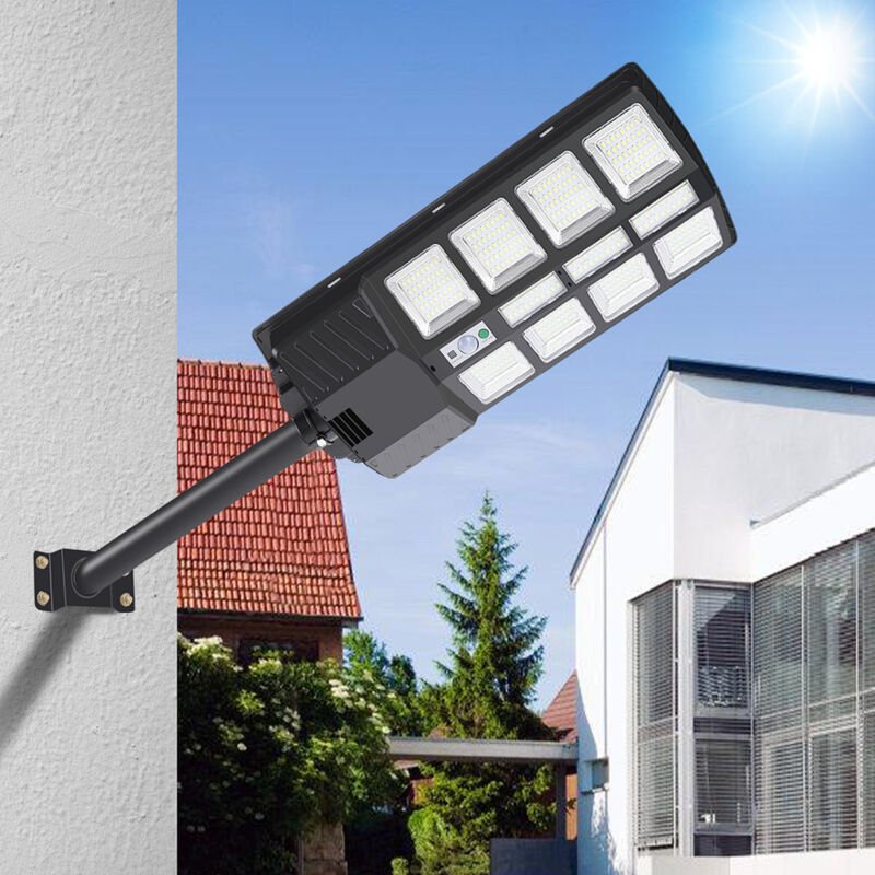 Randaco 400W Straßenlaterne Lichtmast Solar LED Straßenlampe mit Bewegungsmelder