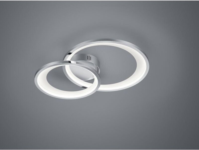 Iperbriko - Granada Deckenleuchte Double Circle Chrome Led 29w Dimmbar L59 cm Trio Lighting