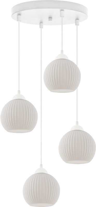 Riffle Weisse Hängelampe 4 Flache Weisse Kugelform E27