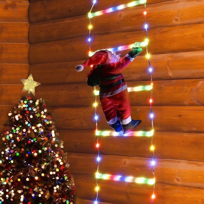 IP44 wasserdichte LED-Lichterkette mit Weihnachtsmannmotiv – 8 Speichermodi, intelligenter Timer für Innen-/Außendekorat...