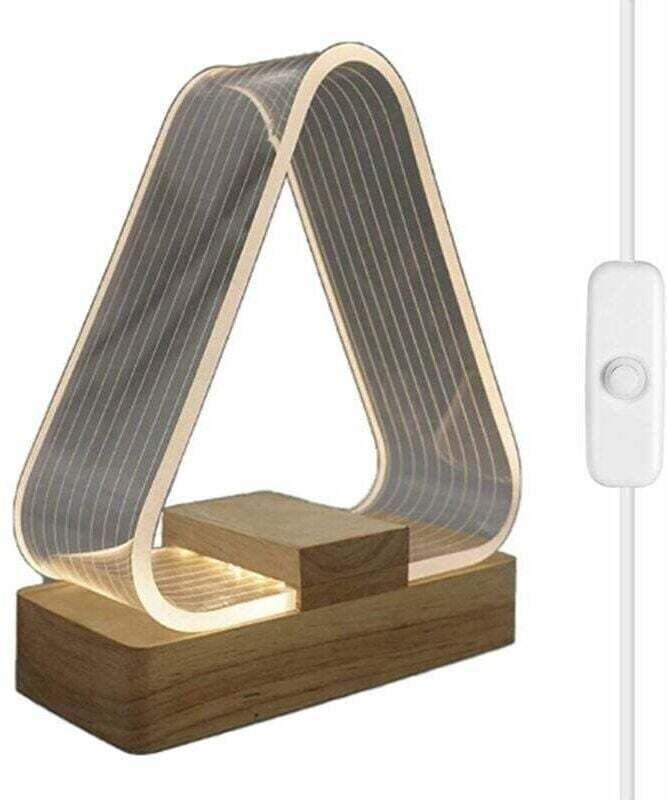 Nordische Dreieck-Nachttischlampe, dekorative LED-Nachttischlampe, warmweißes Licht, USB-Ladegerät, Bedienknopf mit Acry...