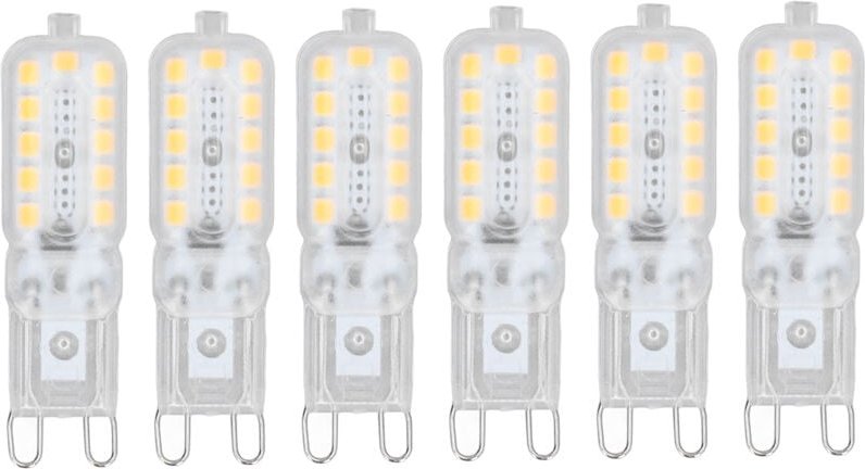Eosnow - 6 Stück G9 LED-Leuchtmittel, 5 w, transparente Abdeckung, 22 LEDs, dimmbar, G9-Glühbirne für Deckenleuchte, Wan...