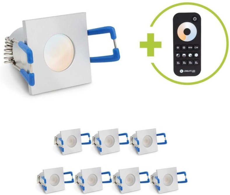 Einbaustrahler Mini Livorno eckig 3W CCT IP65 - Farbe: silber - Anzahl: 8x
