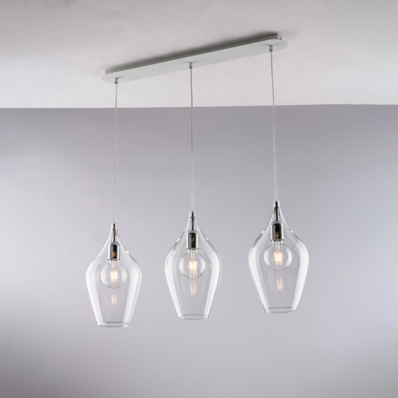 Ares - Eisenschiene mit transparentem Pyrexglas 3 Lichter L.75 x 10 - BL273-BIN3-TR - Bonetti Illumina