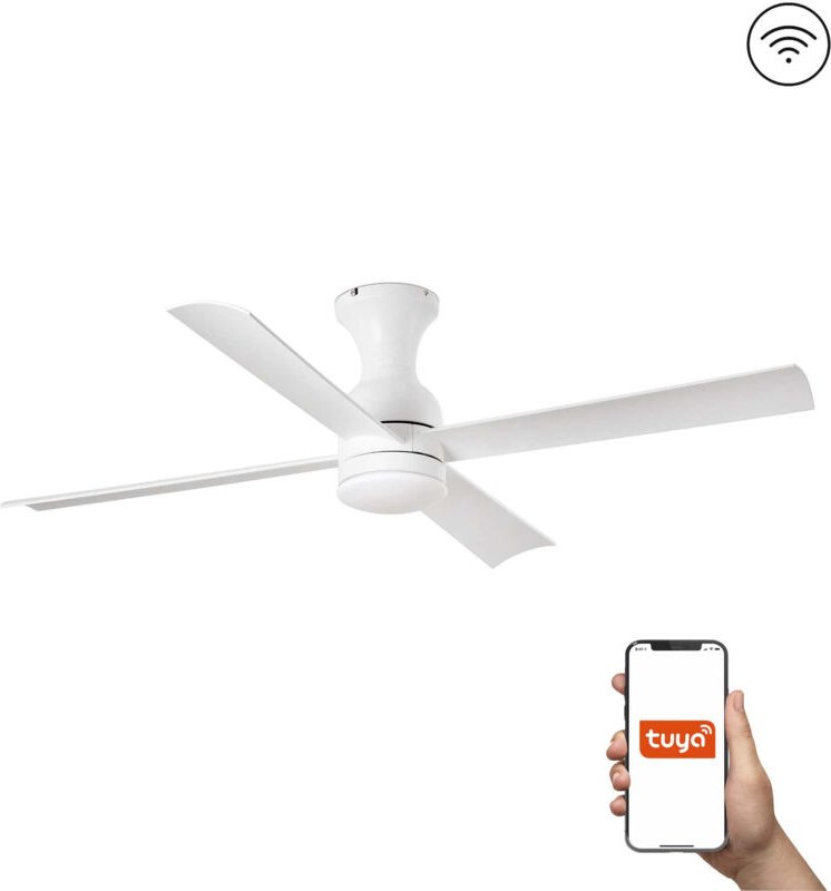 Faro Fraser XL 3-Blatt Mattweiß mit Licht 3000K Tuya Smart System