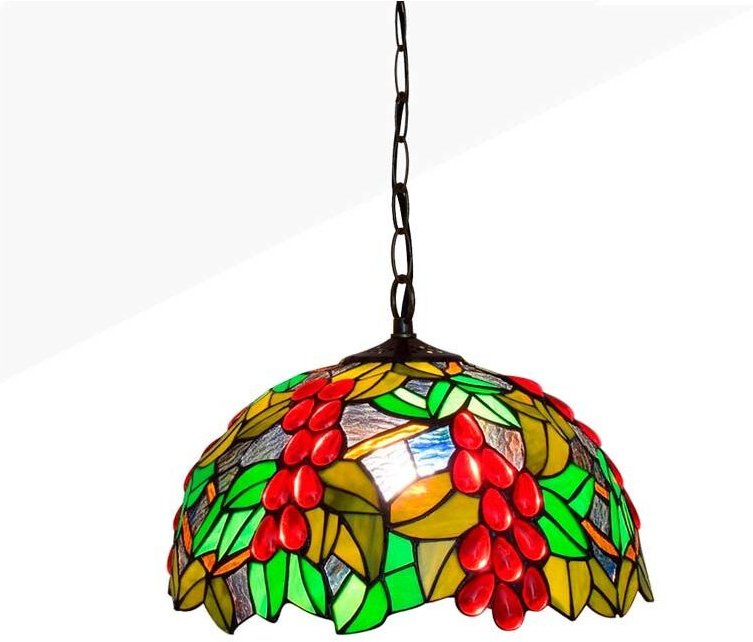 Barcelona Led - Von Tiffany inspirierte Pendelleuchte mit Fruchtmosaik aus Glas