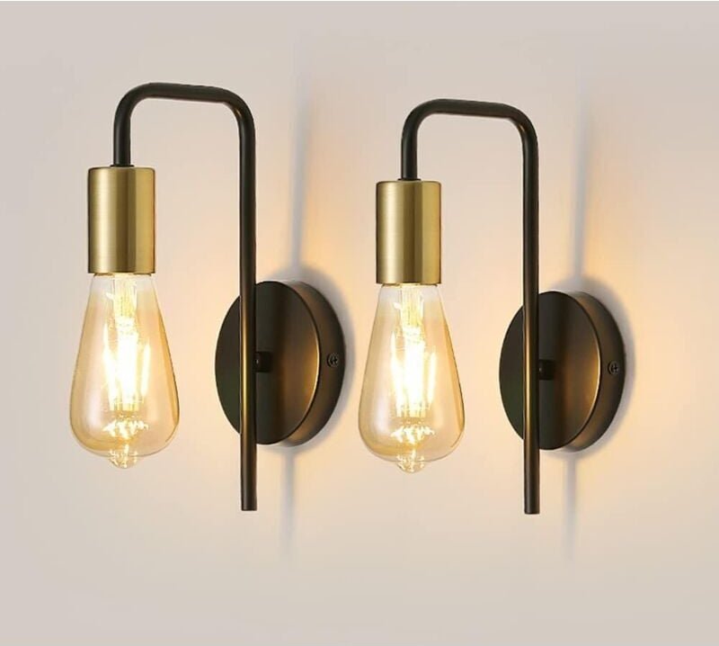 Vintage-Wandleuchte, 2er-Pack, industrielle Innenwandleuchte, Retro-Wandstrahler aus Eisen für Schlafzimmer, Flur, Bar, ...