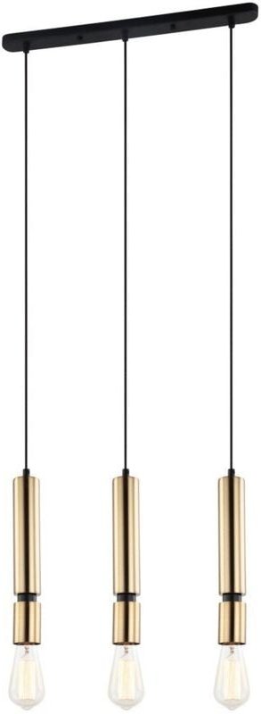 Torla - Modern Hanging Pendant Black 3 Light mit Messingschirm, E27 Dimmbar - Italux