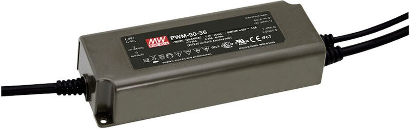 PWM-90-24 LED-Trafo Konstantspannung 90 w 0 - 3.75 a 24 v/dc dimmbar, PFC-Schaltkreis, Üb - Mean Well