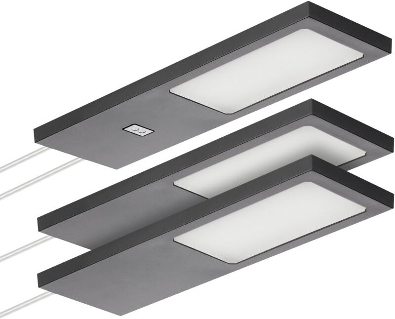 SOTECH LED-Möbelleuchte GIULIA II mit / ohne Sensor schwarz, 4000K neutralweiß inkl. Trafo & Verteiler, 3er Set