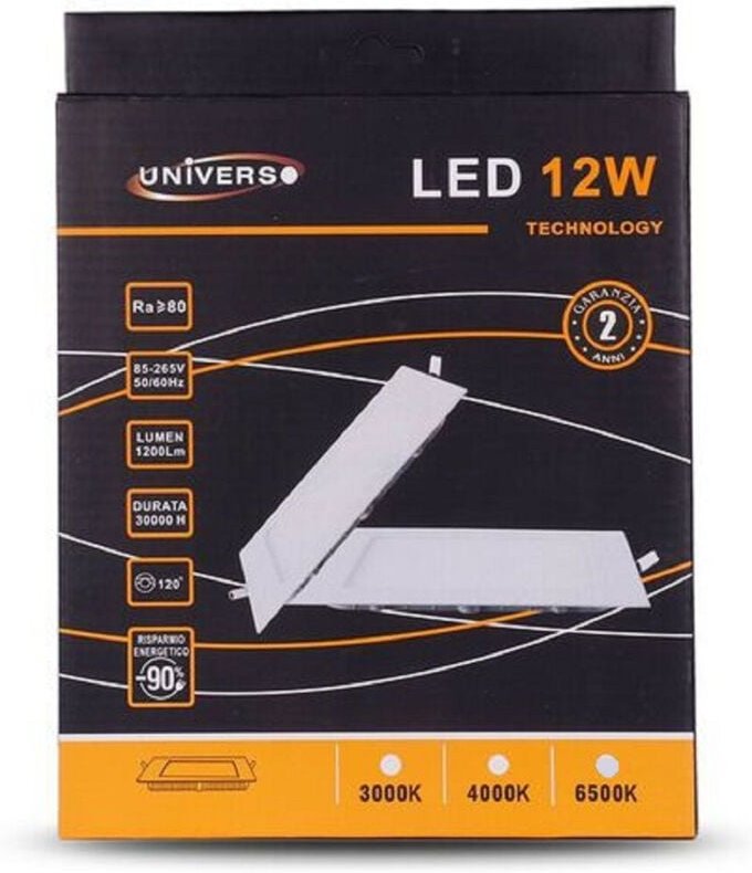 Trade Shop Traesio - Trade Shop - schlankes led-panel 12W einbau-quadratisch aus pvc warmes kaltes natürliches licht P15...