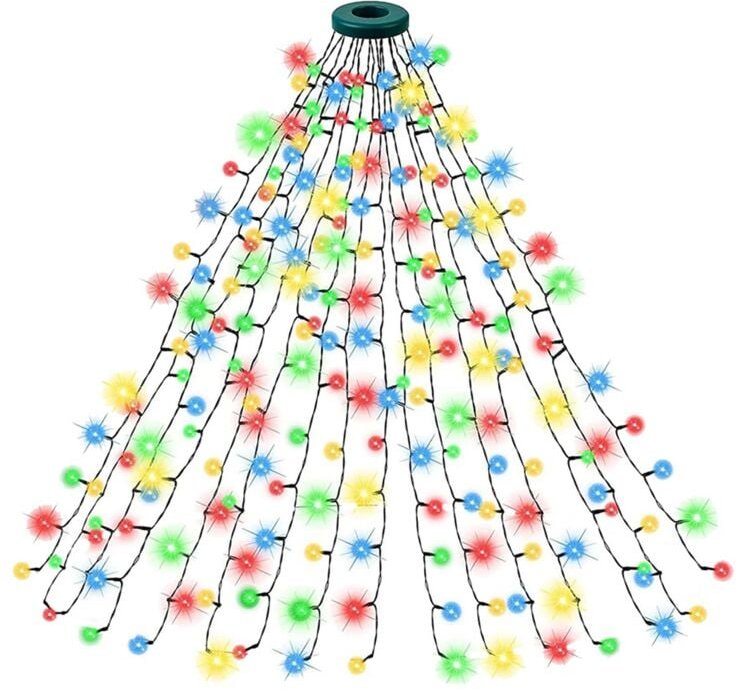 Weihnachtsbaumbeleuchtung 16 Zeilen 8 Modi EU-Stecker,C