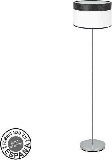 Fabrilamp - Boden Wohnzimmer Cloe 1xe27 Chrom/Weiß-Holz Schwarz162x40x40 cm
