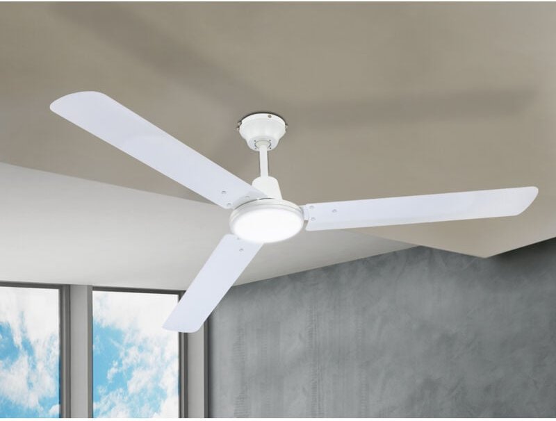 Deckenventilator mit Wandschalter Ventilator Lüfter Windmaschine 3 Geschwindigkeitsstufen, Metall Eisen weiß, DxH 142 x ...