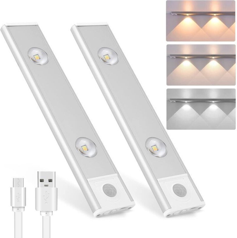 kabellose LED-Schrankleuchten, dimmbar, mit Bewegungssensor und 3 Beleuchtungsmodi, geeignet für Küche, Schlafzimmer, Fl...