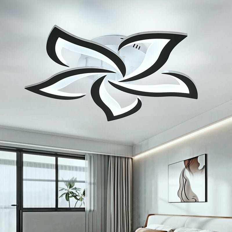 Thumbnail - Comely - Moderne Led-Deckenleuchte, 48W 6500LM Schwarz, Kreatives Blumendesign, Acryl-Deckenlampe für Schlafzimmer, Wohn...