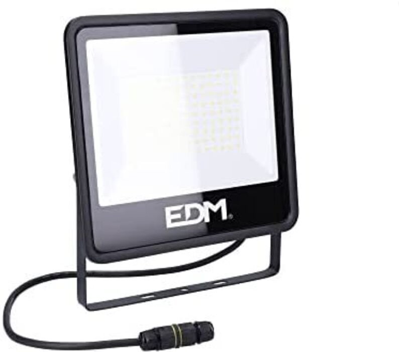 EDM - strahler led 100w 8200lm 6400k kaltlicht schwarz serie 24,6x22,8x2,9cm