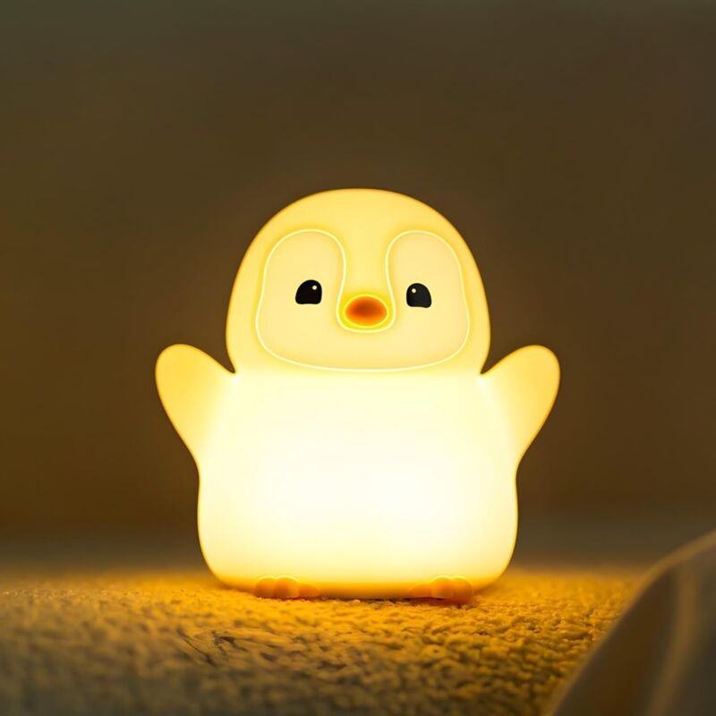 Pinguin Nachtlicht, Nachtlicht Kinder Led Silikon Penguin Lampe, USB Wiederaufladbar, Dimmbar und 20 Minuten Timer Touch...