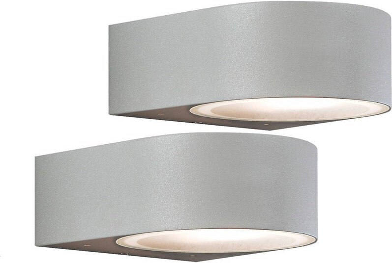 Konstsmide - 2er-Set stilvolle Wandleuchten teramo, E27, Aluminium grau, Höhe 7 cm
